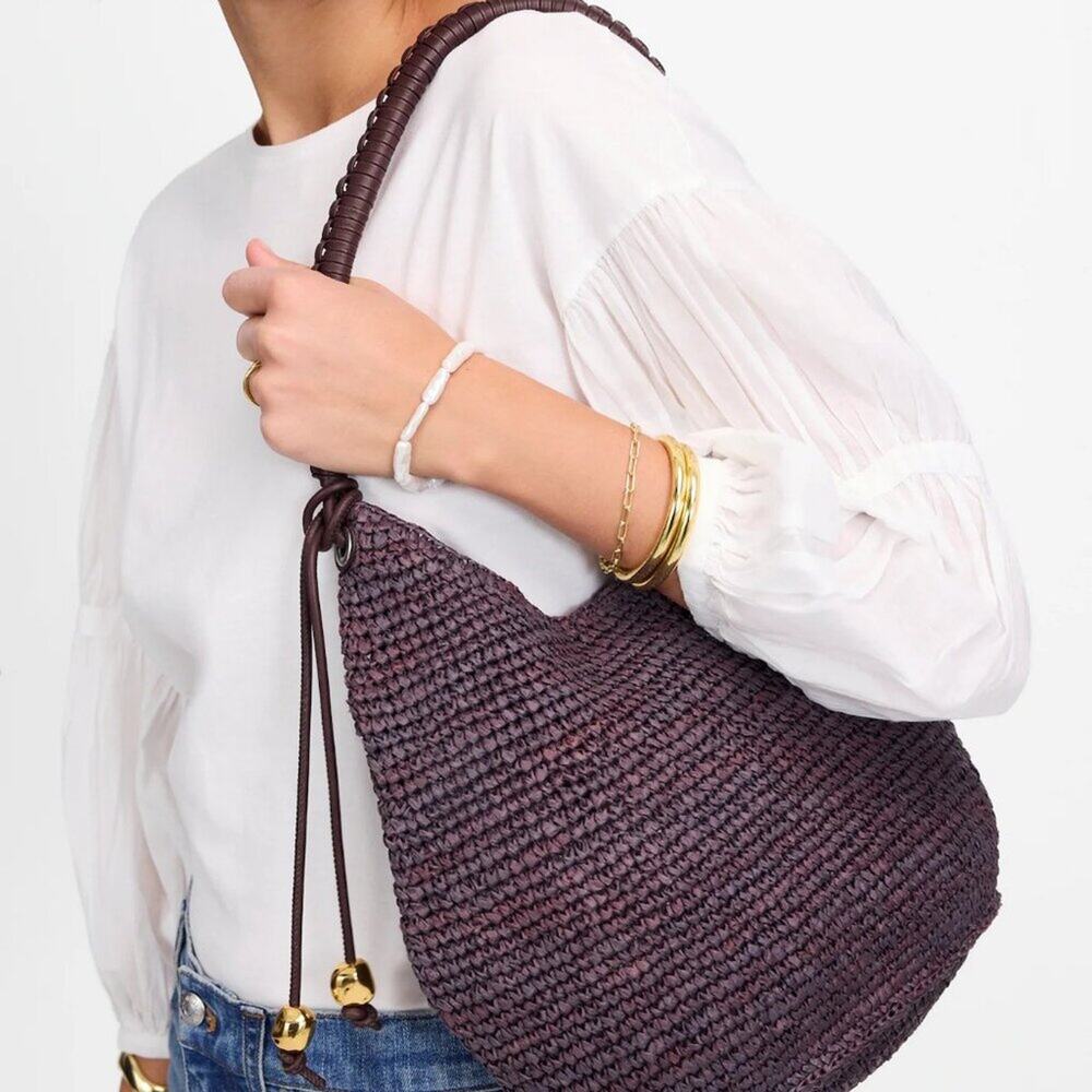 NWOT Madewell The Large Camren Straw Bag Chocolate Raisin Brown - Picture 3 of 4